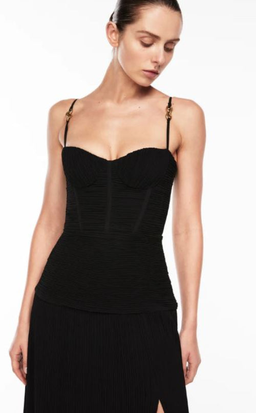 Manning Cartell Double Time Pleat Maxi Dress in Black Close Up