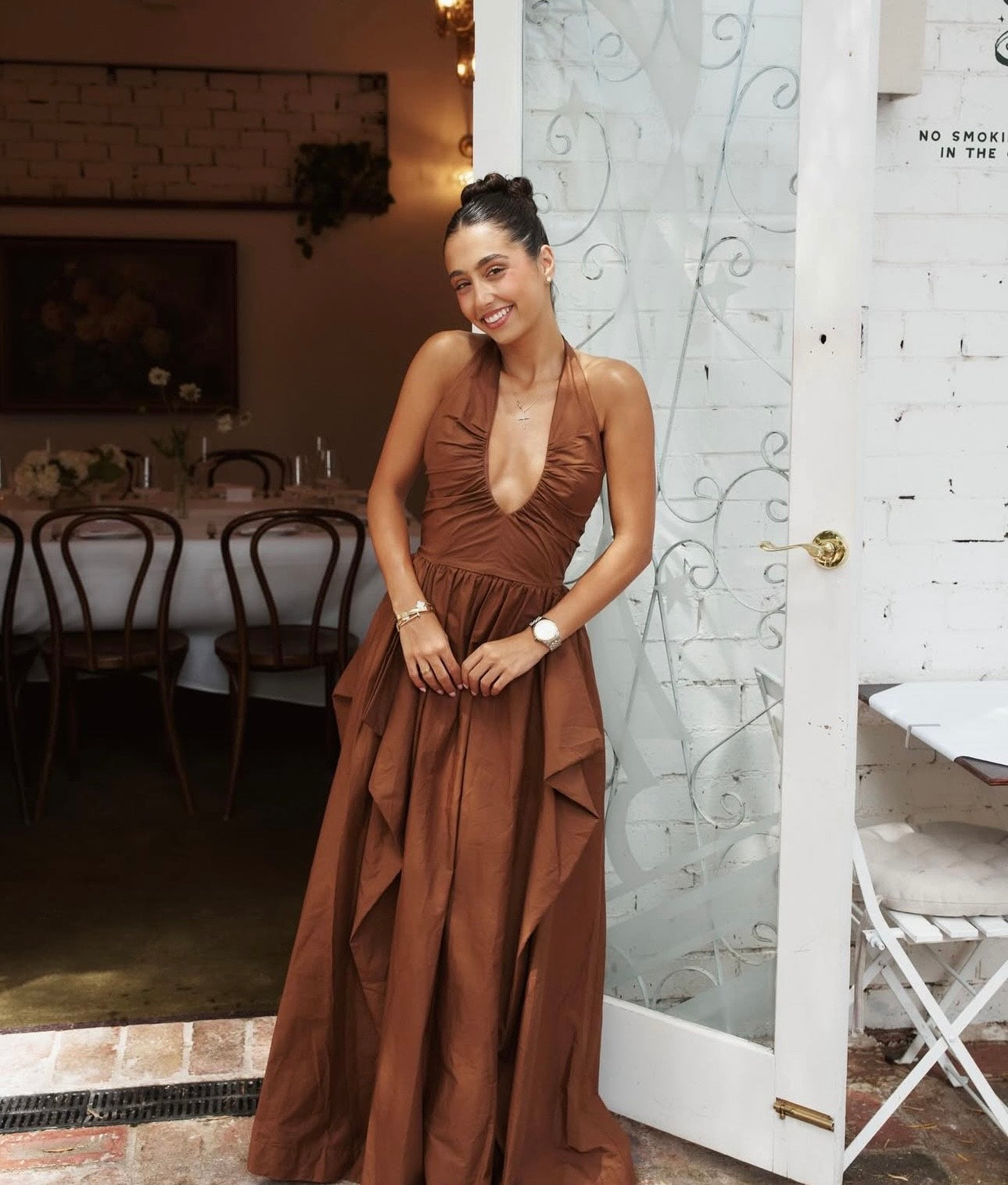 Manning Cartell Provence Halter Dress in Cognac Front View
