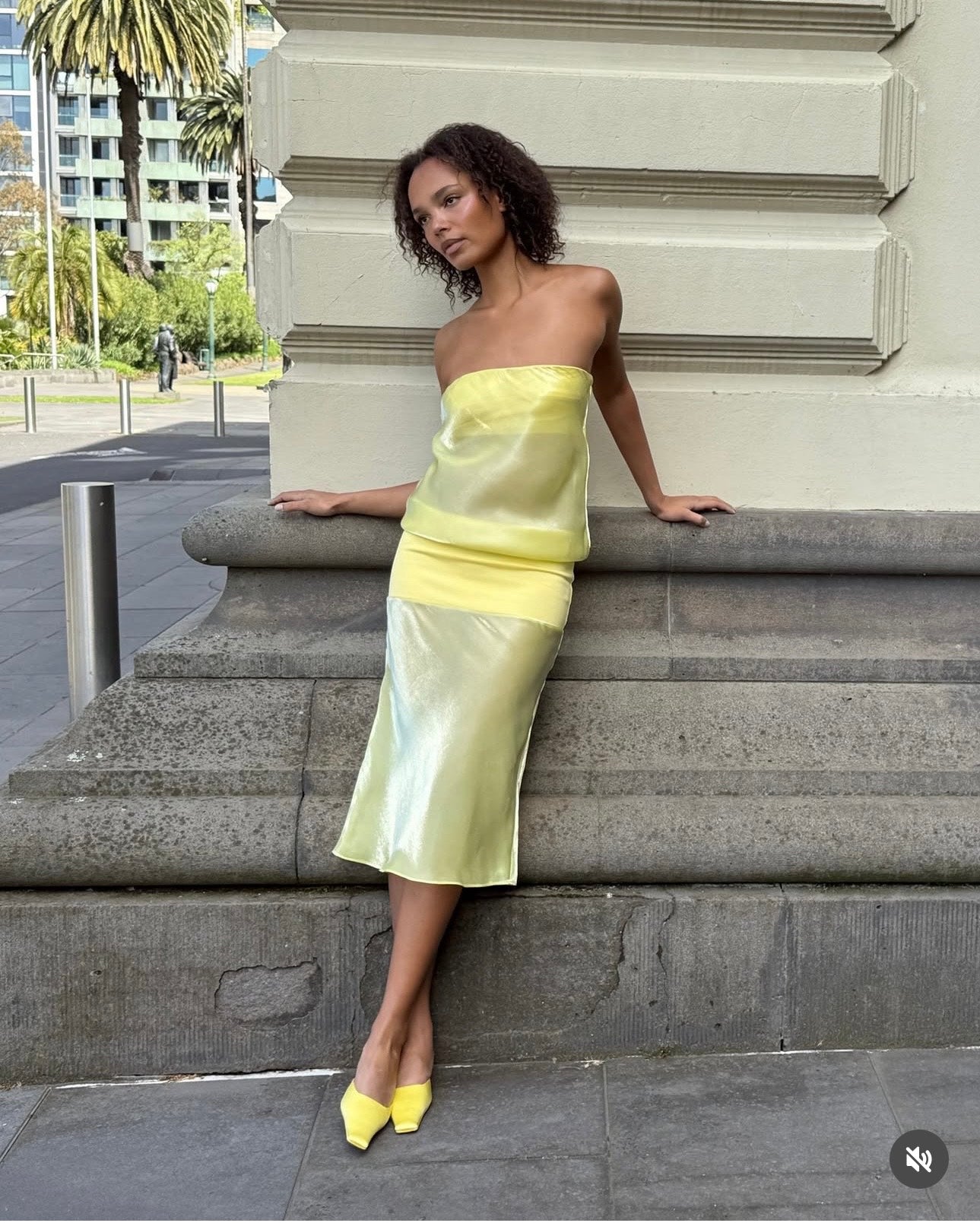 Mode Mischief Melt Panel Dress in Limoncello