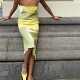 Mode Mischief Melt Panel Dress in Limoncello Close Up