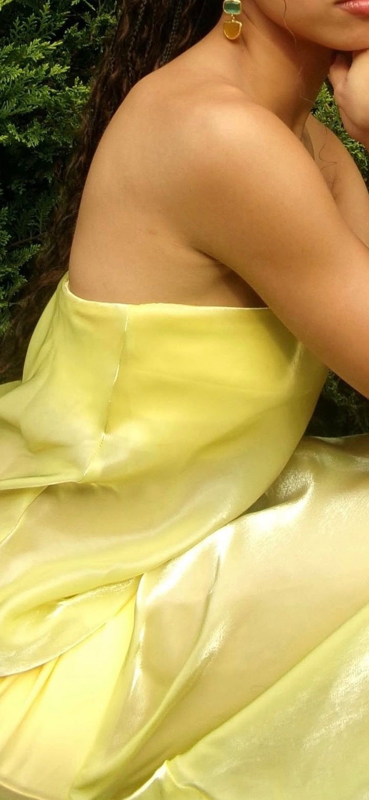 Mode Mischief Melt Panel Dress in Limoncello Side View