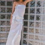 Mode Mischief Melt Panel Maxi in Moonwater Front View