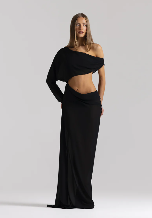 Natalie Rolt Imogen Dress in Black Front View
