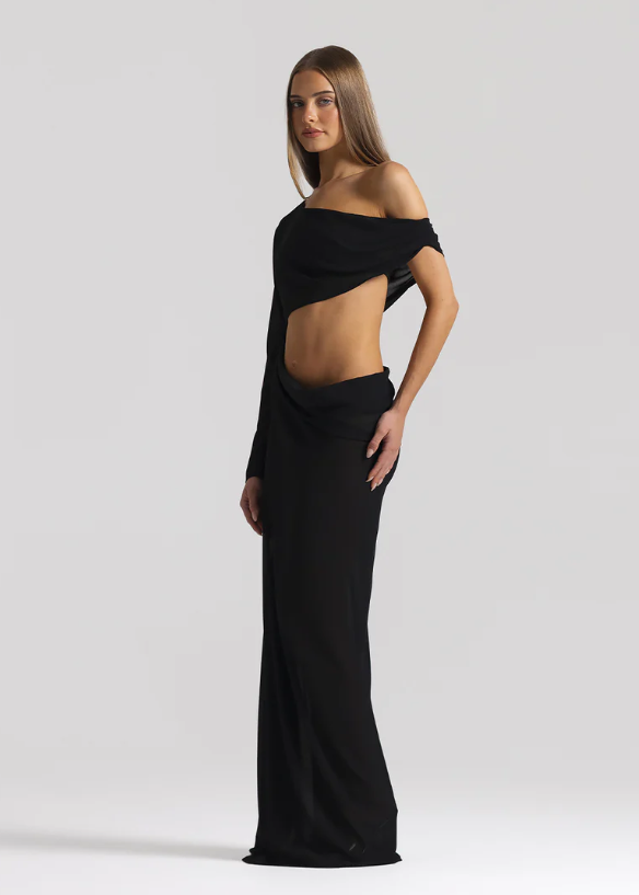 Natalie Rolt Imogen Dress in Black Side View