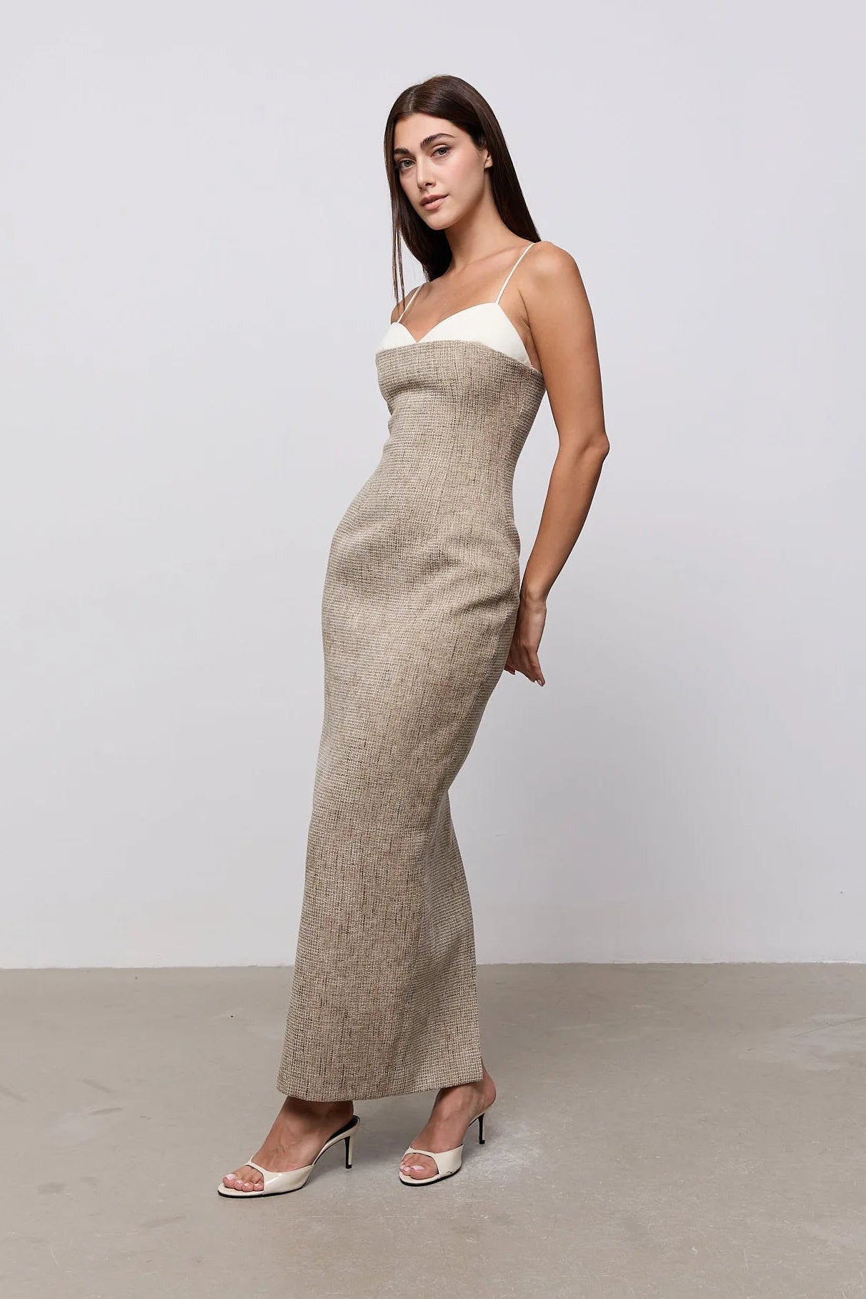 Odd Muse Tweed Contrast Detail Midi Dress 