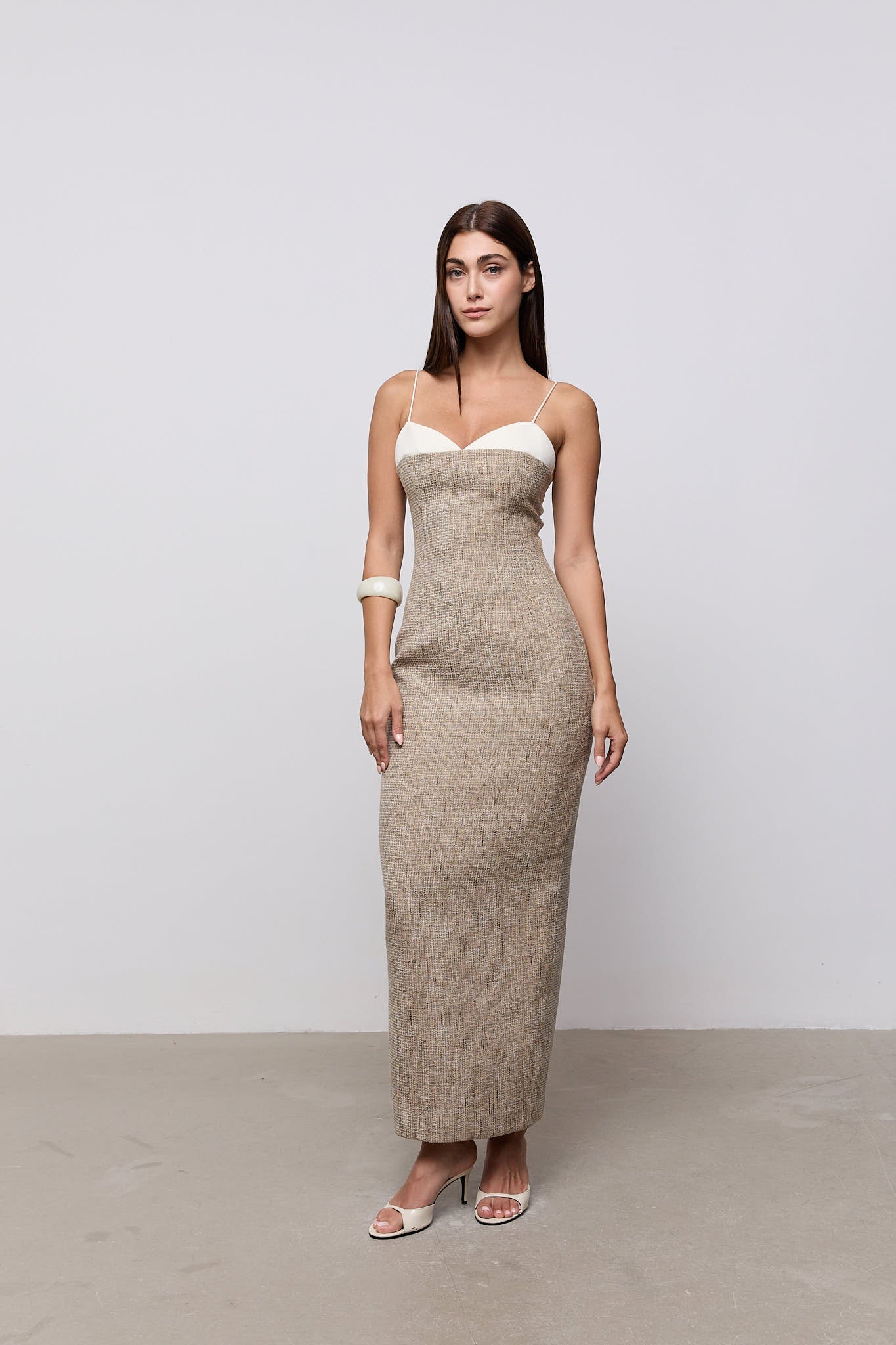 Odd Muse Tweed Contrast Detail Midi Dress Front View