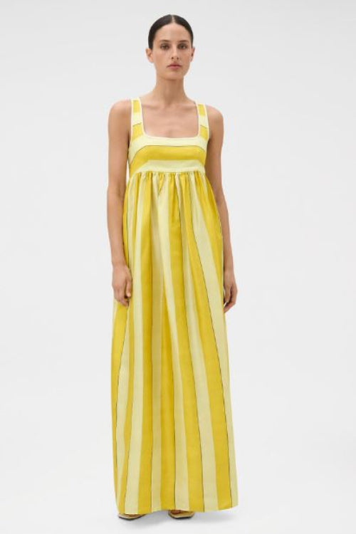 Oroton Slub Silk Striped Sundress