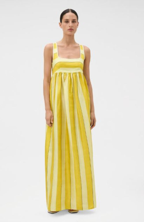Oroton Slub Silk Striped Sundress