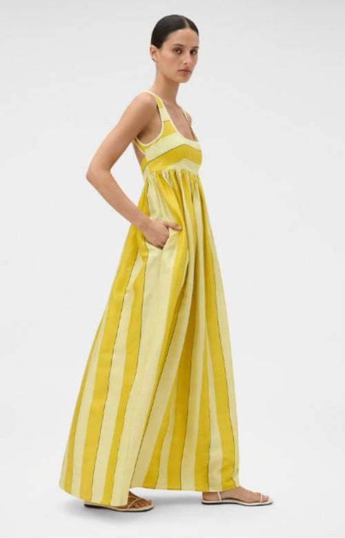 Oroton Slub Silk Striped Sundress