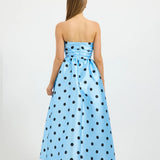 Pasduchas Dottie Strapless Midi in Bluebell and Black