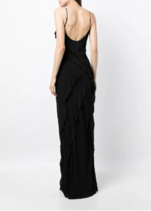 Rachel Gilbert Delfy Maxi in Black Back View