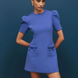 Rebecca Vallance Violetta Short Sleeve Mini Dress in Periwinkle Blue