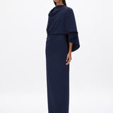 Rachel Gilbert Amaris Cape Gown in Navy Side View