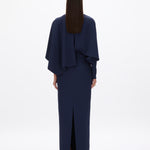 Rachel Gilbert Amaris Cape Gown in Navy Back View