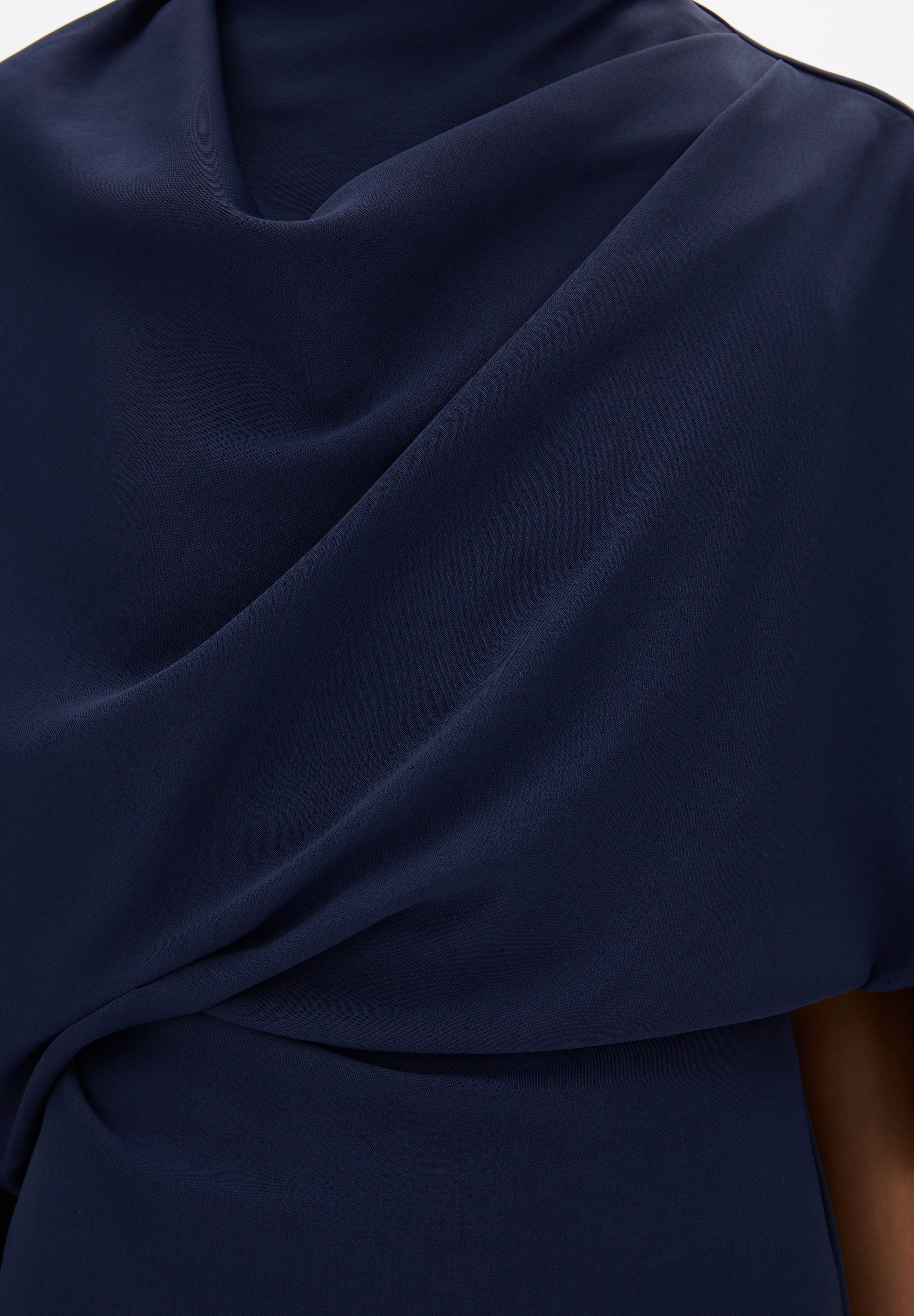 Rachel Gilbert Amaris Cape Gown in Navy Close Up