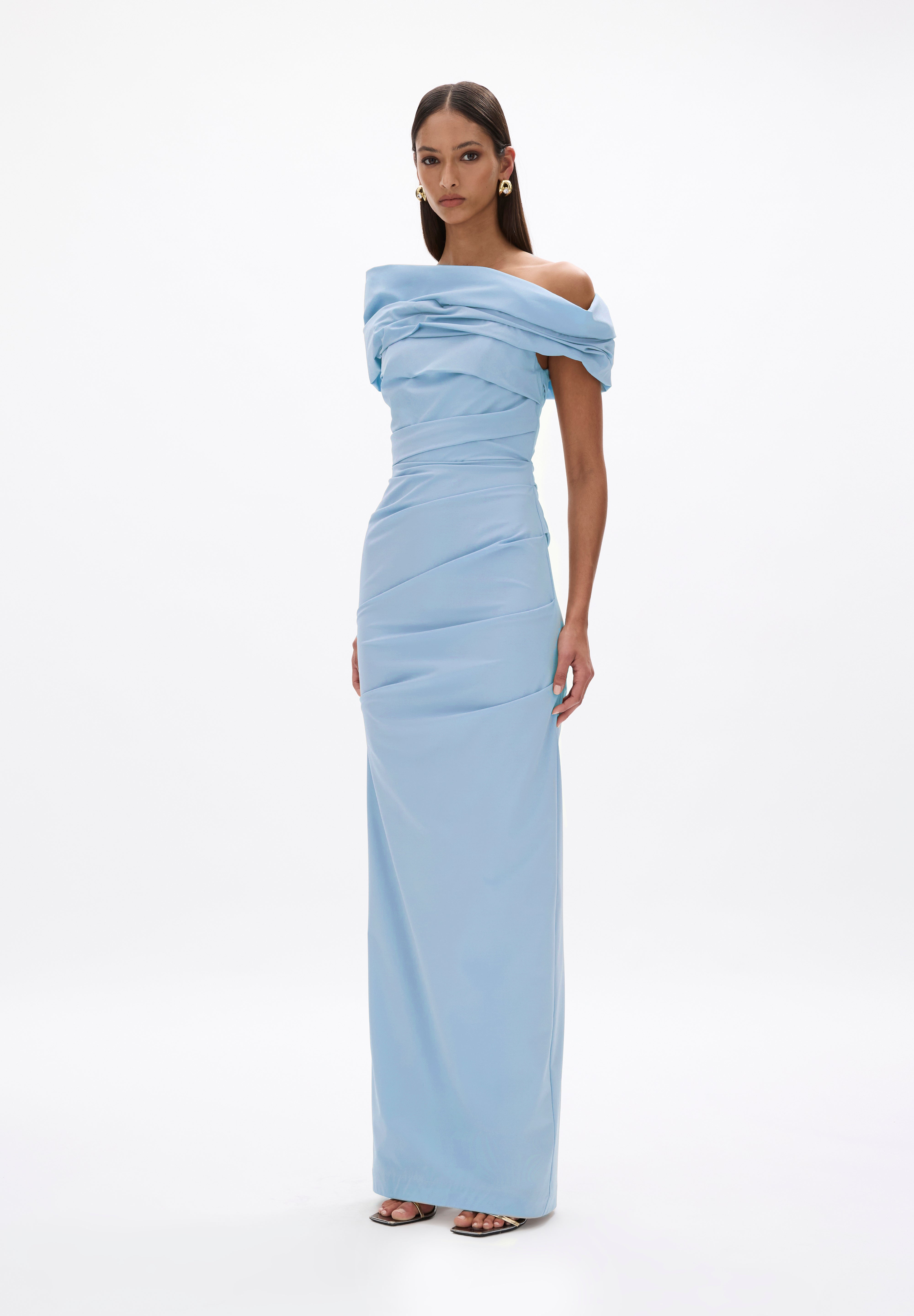 Rachel Gilbert Monique Gown in Sky Blue Front View