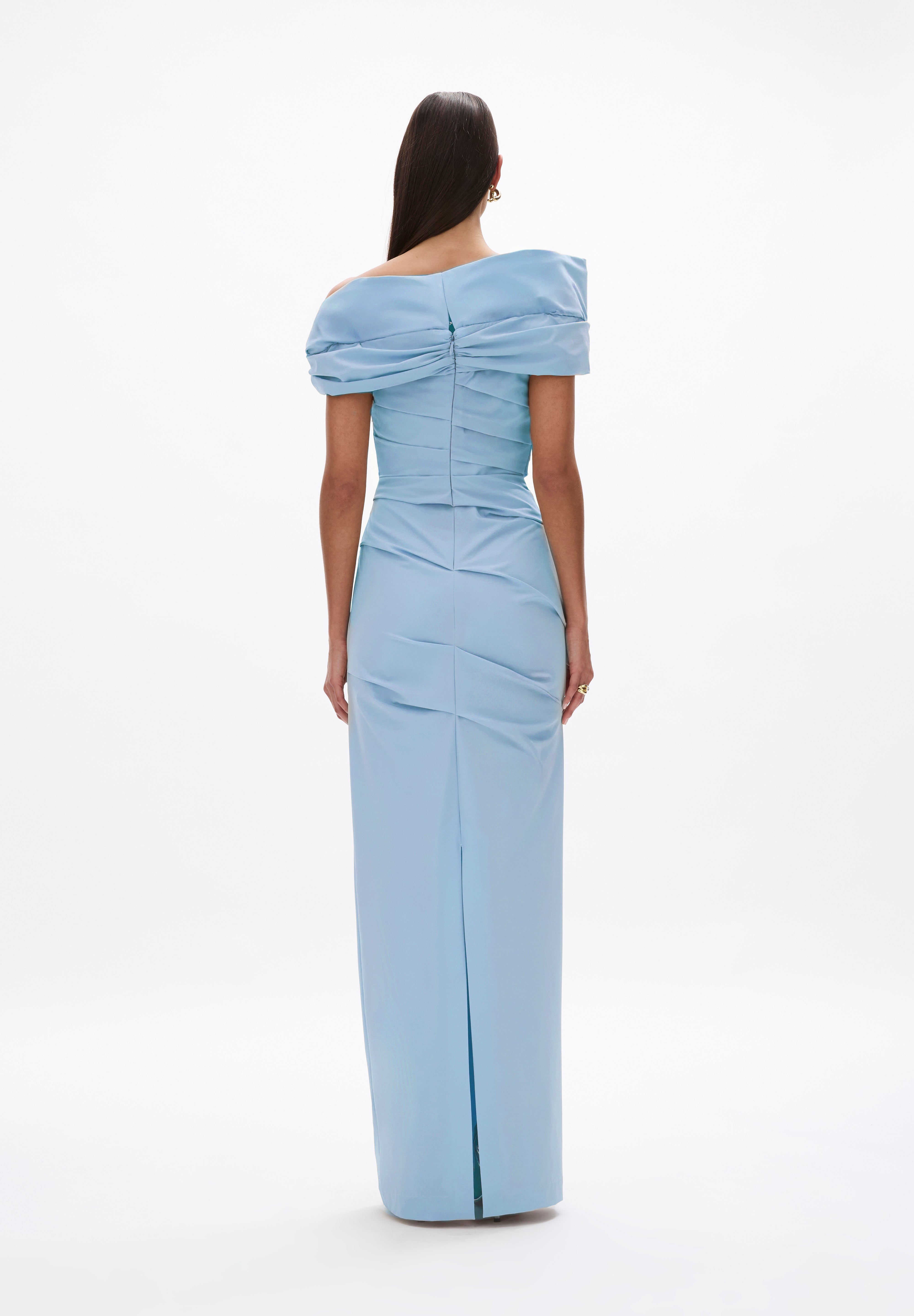 Rachel Gilbert Monique Gown in Sky Blue Back View
