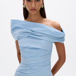 Rachel Gilbert Monique Gown in Sky Blue Close Up Modelled