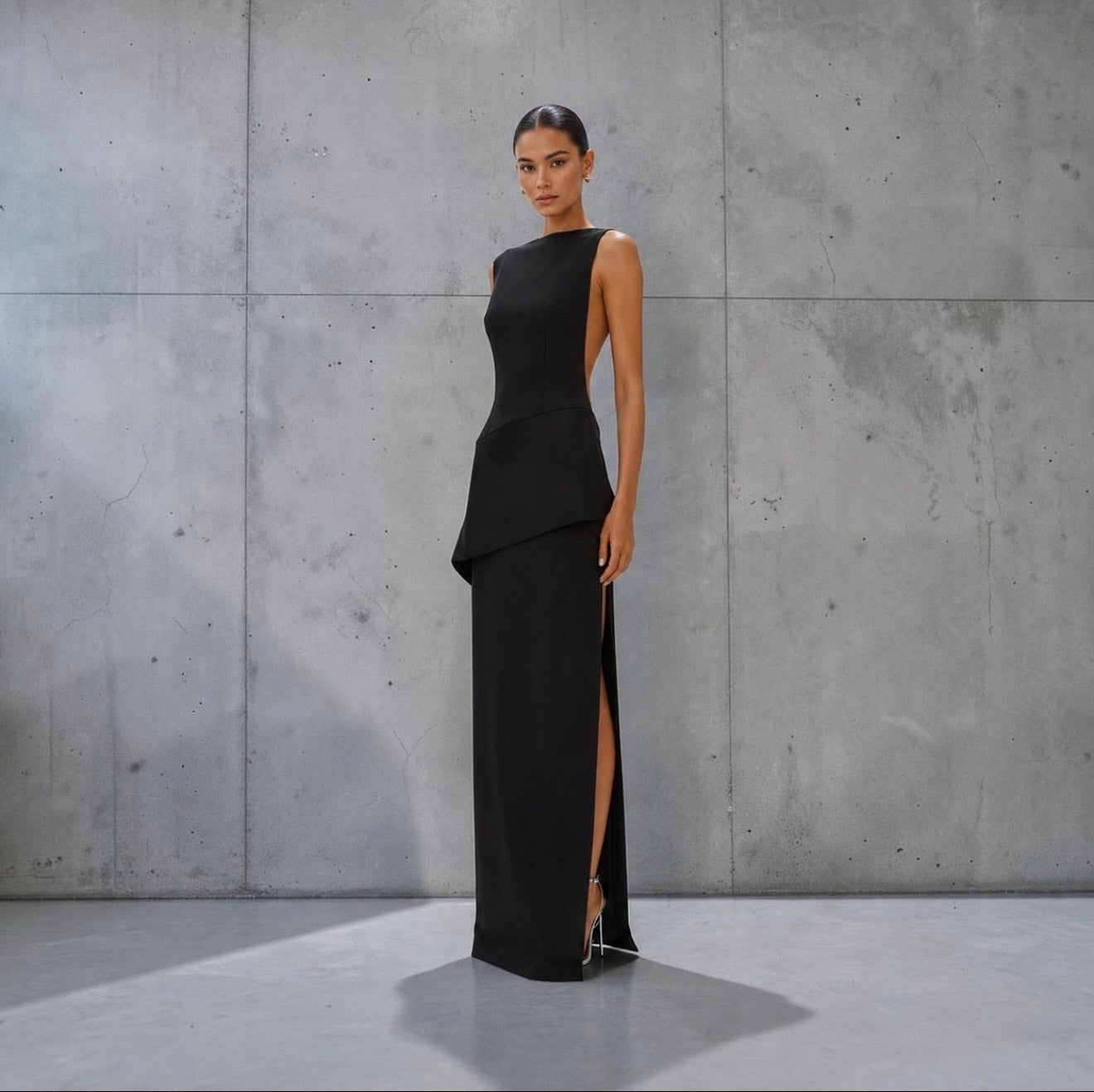 Rachel Gilbert Rick Gown in Black Front View