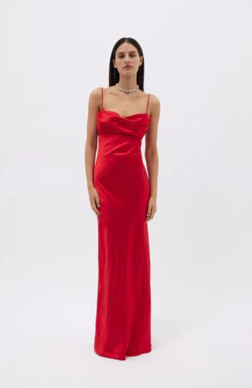 Rachel Gilbert Skyla Gown in Cherry FrontView
