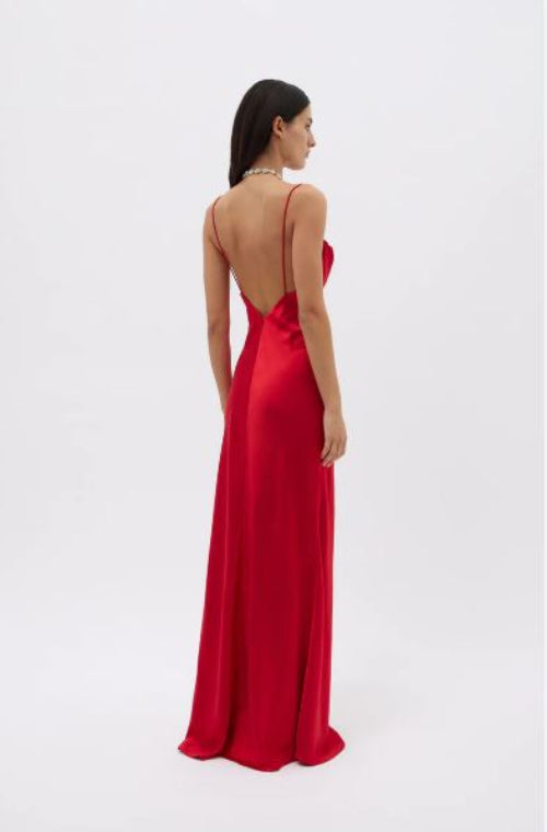 Rachel Gilbert Skyla Gown in Cherry Side View