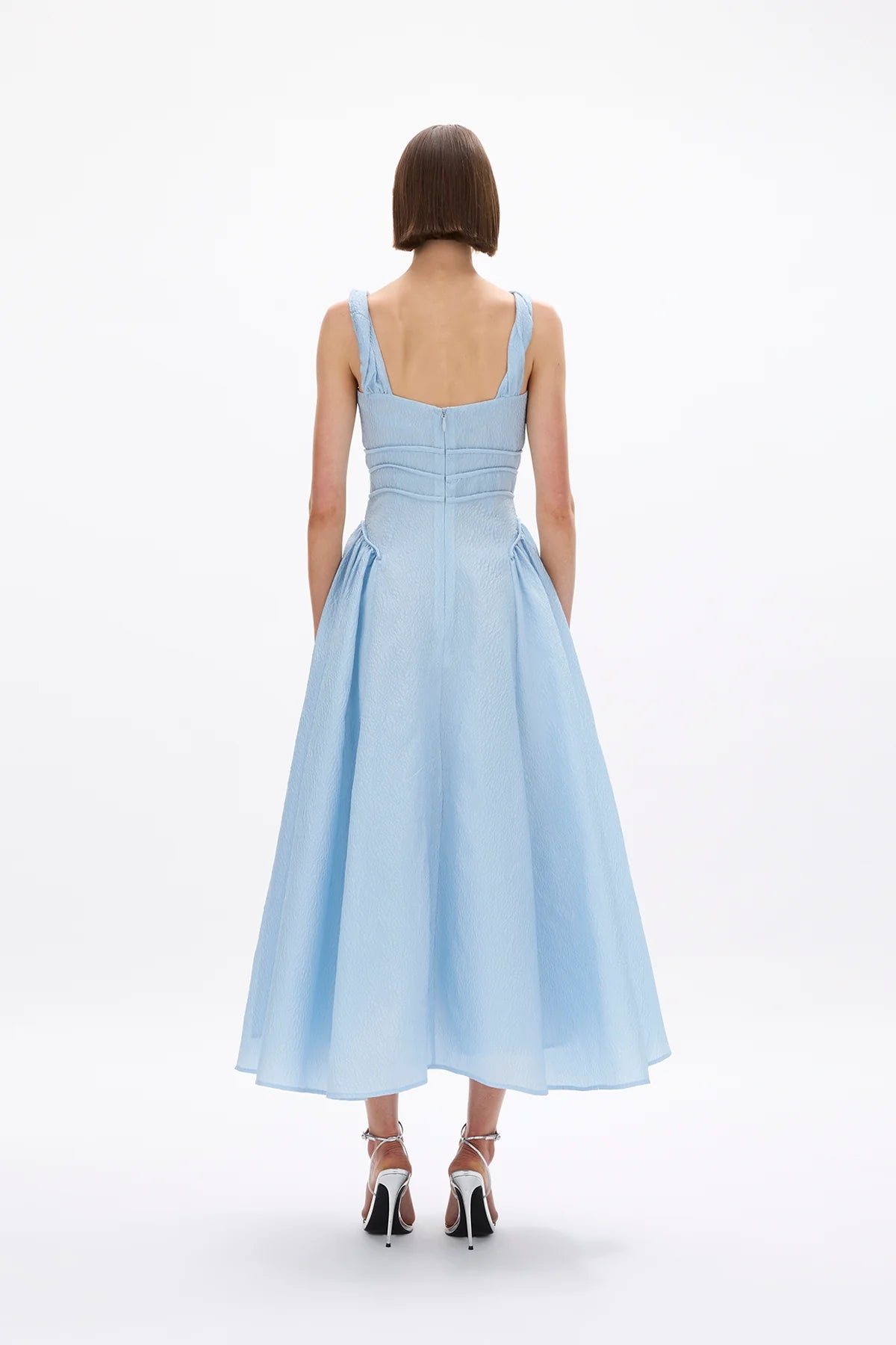 Rachel Gilbert Sophia Strap Dress in Sky Blue Back View