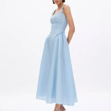 Rachel Gilbert Sophia Strap Dress in Sky Blue Side View