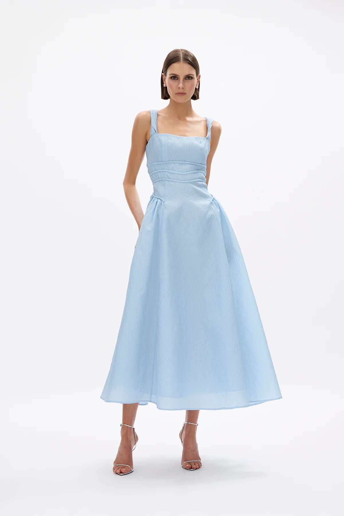 Rachel Gilbert Sophia Strap Dress in Sky Blue Front View