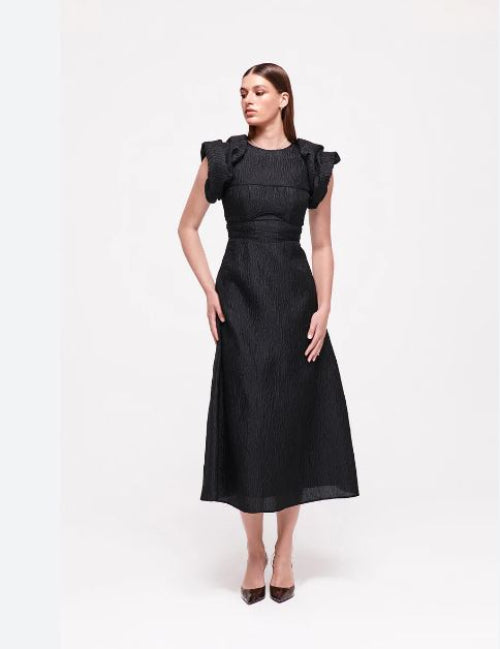Rachel Gilbert Sophy Dress in Black Front View