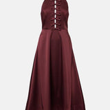 Rebecca Vallance Merlot Halter Midi Dress Front View
