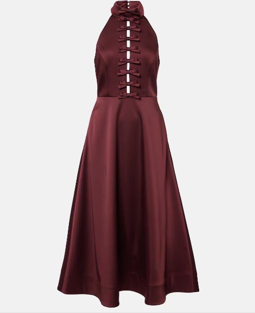 Rebecca Vallance Merlot Halter Midi Dress Front View