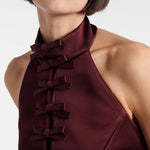 Rebecca Vallance Merlot Halter Midi Dress Top View