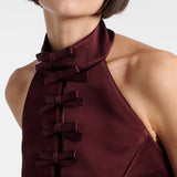 Rebecca Vallance Merlot Halter Midi Dress Top View