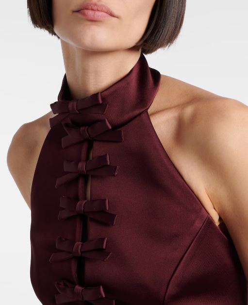 Rebecca Vallance Merlot Halter Midi Dress Top View