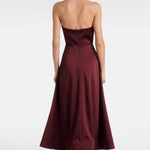 Rebecca Vallance Merlot Halter Midi Dress Modelled Back View