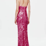Misha Sapphire Sequin Maxi Dress Fuchsia