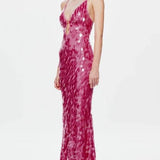 Misha Sapphire Sequin Maxi Dress Fuchsia