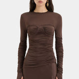 Sir Alessia Draped Gown in Chocolate