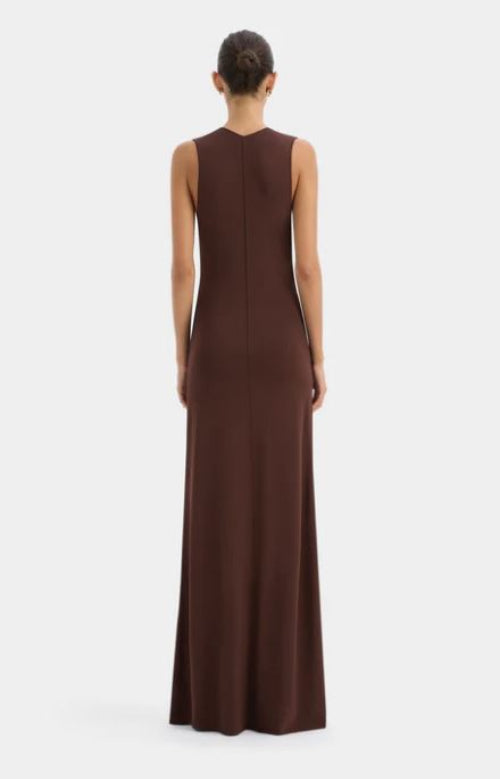 Sir Apolline Maxi Dress in Dark Chocolate Back View