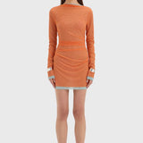 Sir Costa Gathered Mini Dress in Tangerine Splice