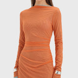 Sir Costa Gathered Mini Dress in Tangerine Splice