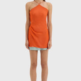 Sir Danica Tie Mini Dress in Tangerine