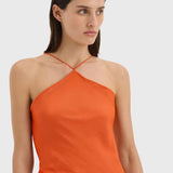 Sir Danica Tie Mini Dress in Tangerine