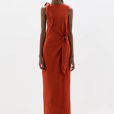 Sir Gabriete Tie Shoulder Dress in Burnt Orange
