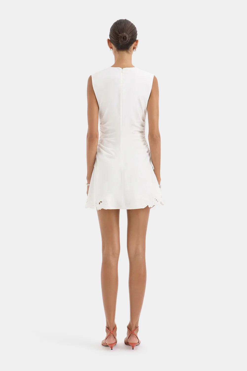 Sir Klara Ruched Mini Dress in Ivory Back View