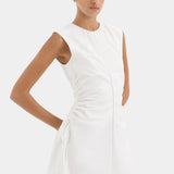 Sir Klara Ruched Mini Dress in Ivory Close Up