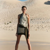 Sir Leilana Halter Mini Dress in Garden Stripe