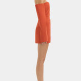 Sir Rossana Off Shoulder Mini Dress in Terracotta