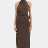 Sir Sol Halter Gown in Mocha Brown