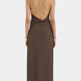 Sir Sol Halter Gown in Mocha Brown